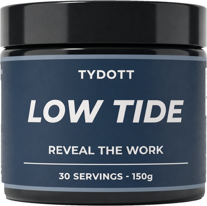 Low Tide jar by TYDOTT, navy label, 30 servings, 150g
